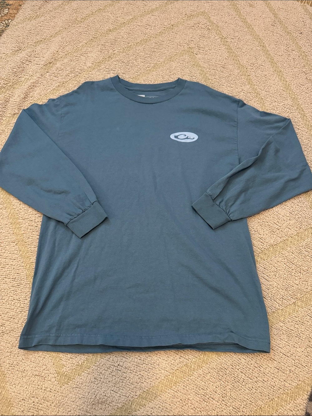 Drake Waterfowl Long Sleeve Logo T-Shirt Men’s Large Blue Hunting Outdoors Tee